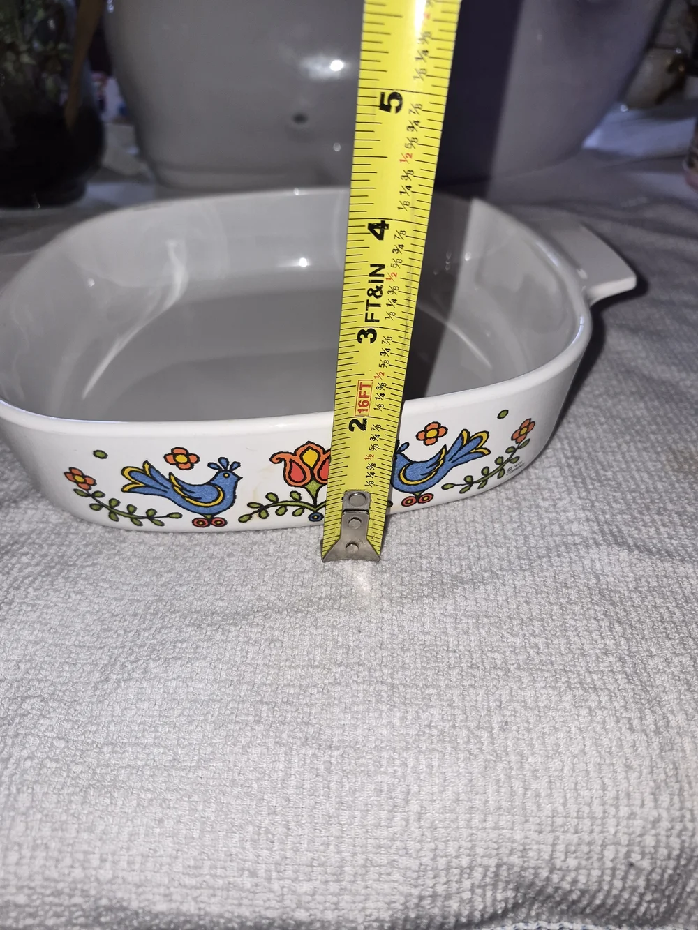 Corning Ware casserole dish in the 